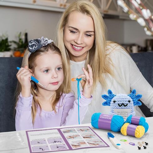 Auoinge Crochet Kit for Beginners, Cute Penguin Crochet Stater Kit with Step-by-Step Video Tutorials for Adults Kids Crochet Animals Knitting Kit with Enough Yarn in Saudi Arabia