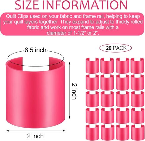 Vercraft 20 Pack Pink 2" Diameter Quilt Clips Fabric Management Quilt Clips Rail Clips for Quilting Frames Quilt Clips Versatile Quilting Rings for Rolling Rail Frame Quilting or Hand in Saudi Arabia