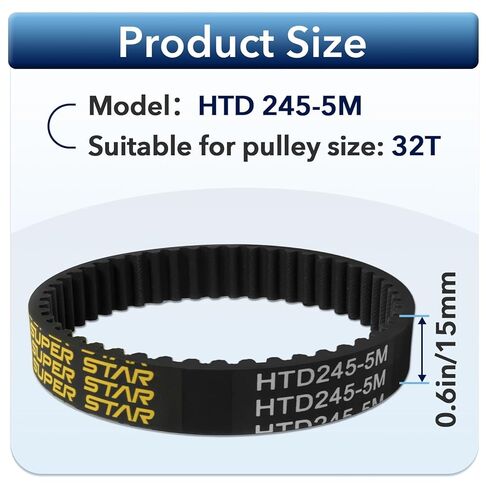 4 Pcs Belts for Meepo, HTD-5mm 245 mm Skateboard Drive Belts 15mm Wide, HTD-5mm Skateboard Drive Belts for Meepo Voyager/Envy/Hurricane Carbon/Hurricane Bamboo/Flow/NLS in Kuwait