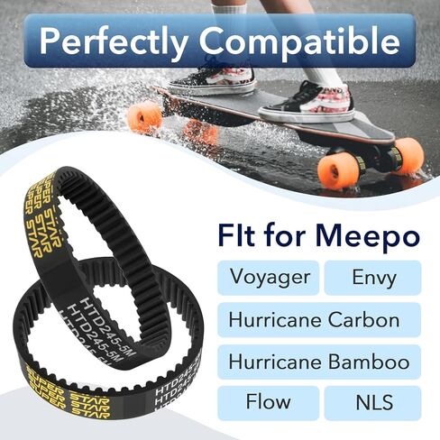 4 Pcs Belts for Meepo, HTD-5mm 245 mm Skateboard Drive Belts 15mm Wide, HTD-5mm Skateboard Drive Belts for Meepo Voyager/Envy/Hurricane Carbon/Hurricane Bamboo/Flow/NLS in Kuwait