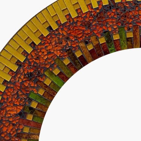 Mosaic Mirror, Wall Art Décor – Handcrafted Decorative Wall Mirror, Orange and Golden Yellow Mosaic, for Hallway, Bedroom, Bathroom, Living Room in Saudi Arabia