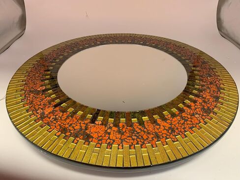 Mosaic Mirror, Wall Art Décor – Handcrafted Decorative Wall Mirror, Orange and Golden Yellow Mosaic, for Hallway, Bedroom, Bathroom, Living Room in Saudi Arabia