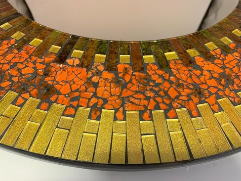 Mosaic Mirror, Wall Art Décor – Handcrafted Decorative Wall Mirror, Orange and Golden Yellow Mosaic, for Hallway, Bedroom, Bathroom, Living Room in Saudi Arabia