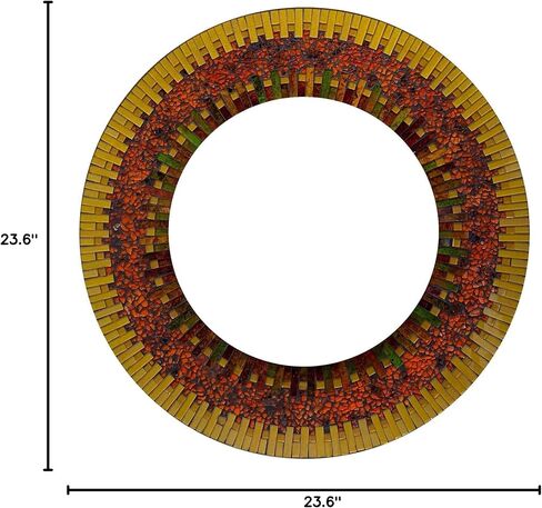 Mosaic Mirror, Wall Art Décor – Handcrafted Decorative Wall Mirror, Orange and Golden Yellow Mosaic, for Hallway, Bedroom, Bathroom, Living Room in Saudi Arabia
