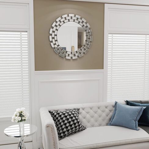 KOHROS مرآة مستديرة كبيرة لديكور الحائط 32 بوصة مرايا حائط دائرية حديثة ديكور لغرفة المعيشة والمدخل والحمام والممر in Kuwait