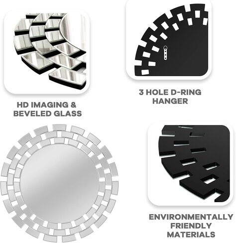 KOHROS مرآة مستديرة كبيرة لديكور الحائط 32 بوصة مرايا حائط دائرية حديثة ديكور لغرفة المعيشة والمدخل والحمام والممر in Kuwait