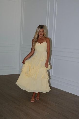 Women’s Tiered Ruffles Bridesmaid Dresses Chiffon Spaghetti Straps Pleated Formal Evening Gowns in Saudi Arabia