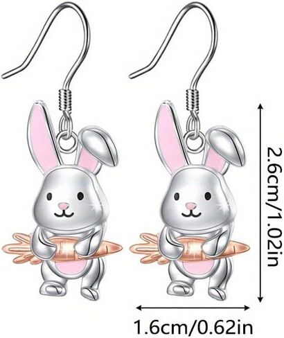 coadipress 2 Pairs Bunny Earrings and Necklace Set Cute Easter Rabbit Dangle Earrings Pink Animal Paw Carrot Necklace for Women Easter Basket Stuffer Spring Jewelry in Saudi Arabia