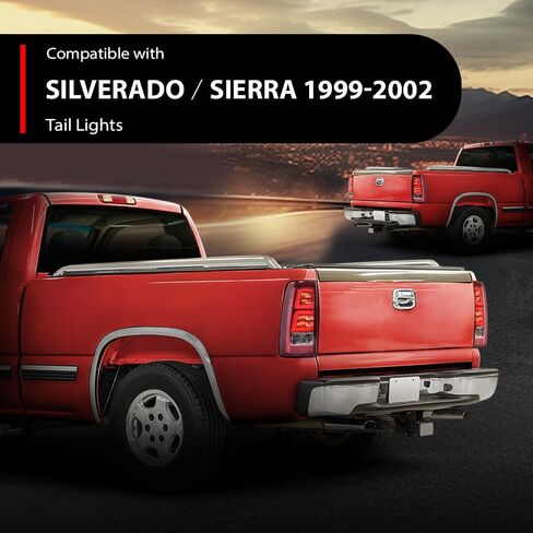 DOTCOM LED Tail Lights Assembly w/light Bar,Fit Chevy Silverado 1500 2500 & HD 99-02/Silverado 3500 01-03,Fit Sierra 1500 2500 & HD 99-06/Sierra 3500 01-06 Rear Brake Lamps,Red Lens Luces Traseras in Saudi Arabia