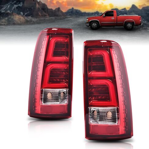 DOTCOM LED Tail Lights Assembly w/light Bar,Fit Chevy Silverado 1500 2500 & HD 99-02/Silverado 3500 01-03,Fit Sierra 1500 2500 & HD 99-06/Sierra 3500 01-06 Rear Brake Lamps,Red Lens Luces Traseras in Saudi Arabia