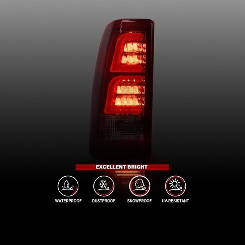 DOTCOM LED Tail Lights Assembly w/light Bar,Fit Chevy Silverado 1500 2500 & HD 99-02/Silverado 3500 01-03,Fit Sierra 1500 2500 & HD 99-06/Sierra 3500 01-06 Rear Brake Lamps,Red Lens Luces Traseras in Saudi Arabia
