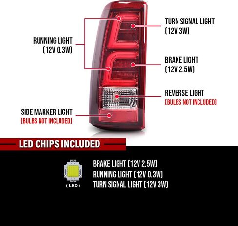 DOTCOM LED Tail Lights Assembly w/light Bar,Fit Chevy Silverado 1500 2500 & HD 99-02/Silverado 3500 01-03,Fit Sierra 1500 2500 & HD 99-06/Sierra 3500 01-06 Rear Brake Lamps,Red Lens Luces Traseras in Saudi Arabia