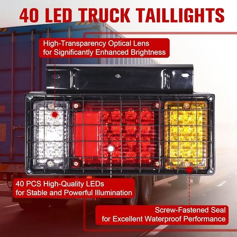 مجموعة مصابيح خلفية للمقطورة 40 LED، أضواء تشغيل عكسية لإشارة الانعطاف، مصباح خلفي للمقطورة LED للشاحنة لقارب RV UTV Camper Van (قطعتان) in Kuwait