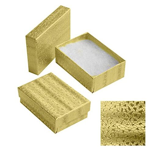 Gold Cotton Filled Jewelry Packaging Display Boxes #32~3 1/4" x 2 1/4" x 1"H in Kuwait
