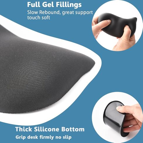 Ergonomic Mouse Wrist Rest Pad, Small Gel Mouse Keyboard Support Cushion Non-Slip Base, for Easy Typing and Wrist Pain Relief Office Computer, Laptop, PC Gaming (Black) in Saudi Arabia