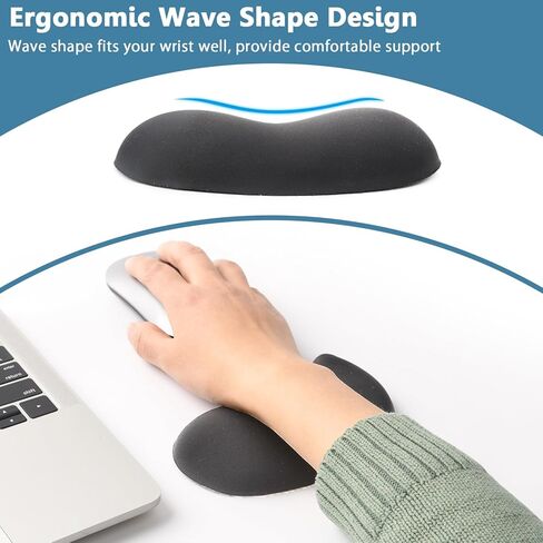 Ergonomic Mouse Wrist Rest Pad, Small Gel Mouse Keyboard Support Cushion Non-Slip Base, for Easy Typing and Wrist Pain Relief Office Computer, Laptop, PC Gaming (Black) in Saudi Arabia