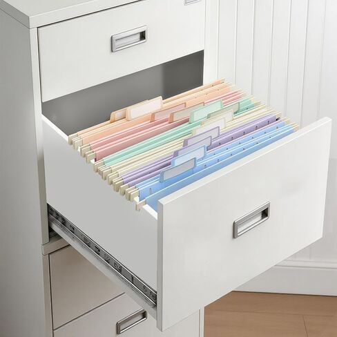 Pastel Plastic Hanging File Folders, Letter Size with 1/5-Cut Tabs, Expandable Hanging Organizer File Folders for Filing Cabinet, 12 Pack, Home & Office Document Management in Saudi Arabia