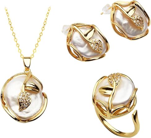 Genuine Pearl Necklace and Earring Set for Women Sterling silver White Black Pearl Jewelry Set Mother Brides Wedding in Saudi Arabia