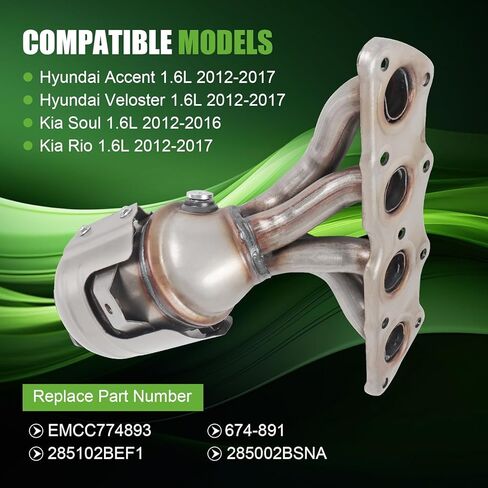 674-891 Catalytic Converter Kit Replacement For Hyundai 1.6L, Kia 1.6L,2012-2017, Replace 285102BEF1 285002BSNA in Kuwait
