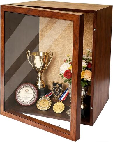 Large Shadow Box 16x20, 6 Inch External Depth Extra Large Shadow Box Frame Natural Wood Big Display Case with Magnetic Door for Wedding,Christmas, Valentine's Day (Original Carbonized) in Saudi Arabia