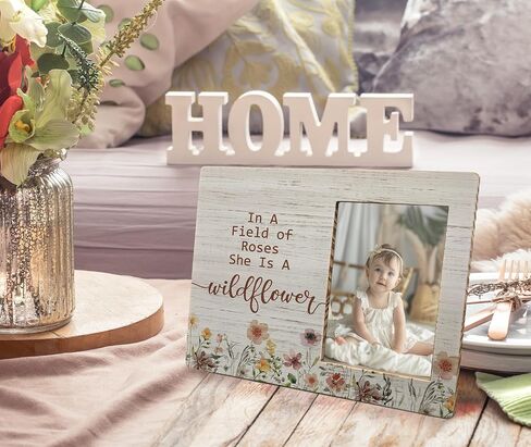 Baby Girl Picture Frame, Gifts for Daughter, In a Field of Roses She Is a Wildflower Picture Frames, Girl Photo Frame for Daughter Friend Girls, Inspirational Wood Photo Frame for 4x6 Photos in Kuwait
