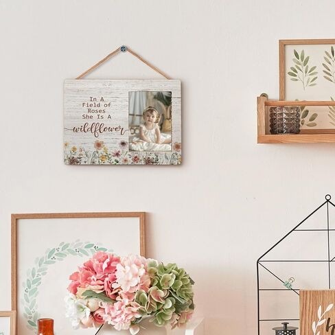 Baby Girl Picture Frame, Gifts for Daughter, In a Field of Roses She Is a Wildflower Picture Frames, Girl Photo Frame for Daughter Friend Girls, Inspirational Wood Photo Frame for 4x6 Photos in Kuwait