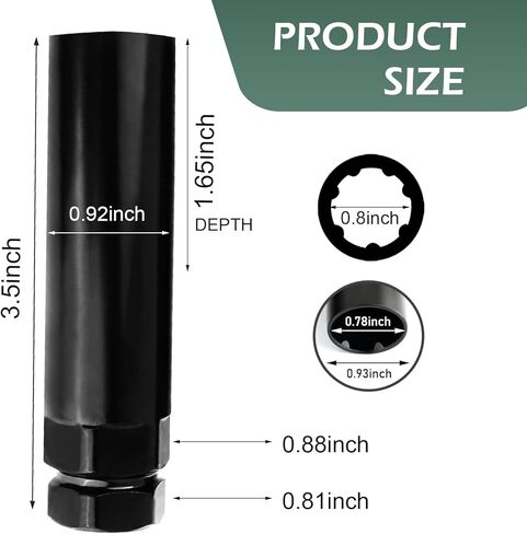 1 PC Large 6 Spline Lug Nut Socket, Splined Locking Lug Nut Key Socket, Auto Wheel Lock Removal Tool, Fit for 21 mm (13/16 Inch) & 22 mm (7/8 Inch) Hex Socket Wrench (Black) in Kuwait