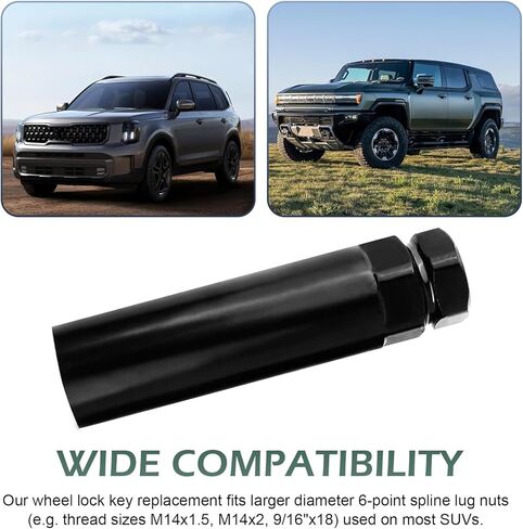 1 PC Large 6 Spline Lug Nut Socket, Splined Locking Lug Nut Key Socket, Auto Wheel Lock Removal Tool, Fit for 21 mm (13/16 Inch) & 22 mm (7/8 Inch) Hex Socket Wrench (Black) in Kuwait