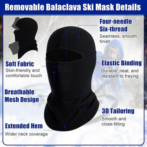 6 Pcs Balaclava Face Ski Mask with Movable Design for Men Women Fleece Winter Face Covering for Cold Weather Skiing Outdoor Work in Kuwait