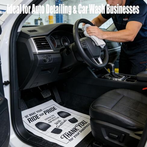 100 قطعة من سجادات أرضية السيارة الورقية للاستعمال مرة واحدة مقاس 16 × 20 بوصة لتفصيل السيارات وإصلاحها وغسلها - حماية داخلية للمركبة باللون الأبيض in Kuwait