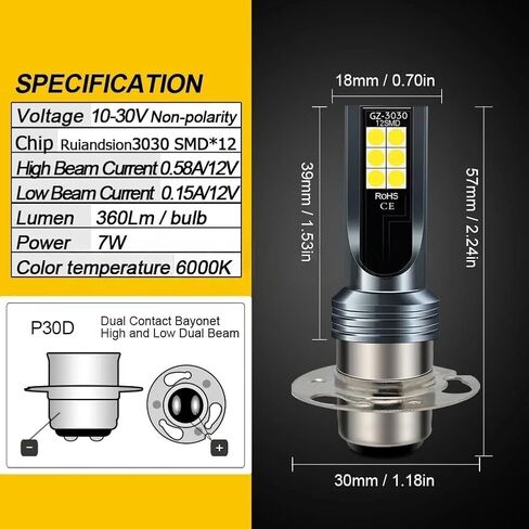 P15D H6 H6M ATV motorcycle fog lamp Bulbs Compatible for 2000-2006 Honda Rancher 350 4x4 2x4 ES Light Bulbs,H6 Light Bulbs, 12000 Lumens 6000K White 55W H6M Lights, Plug and Play, 2-Pack in Kuwait