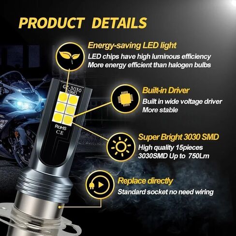 P15D H6 H6M ATV motorcycle fog lamp Bulbs Compatible for 2000-2006 Honda Rancher 350 4x4 2x4 ES Light Bulbs,H6 Light Bulbs, 12000 Lumens 6000K White 55W H6M Lights, Plug and Play, 2-Pack in Kuwait