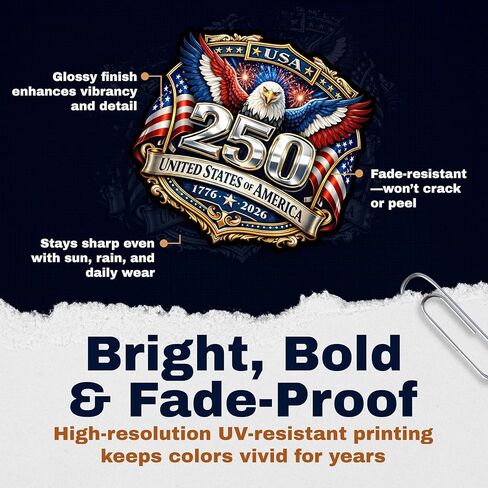 USA 250th Anniversary 1776-2026 Vinyl Sticker 2-Pack - 5 Inch - USA Flag Patriotic Car Window Bumper Decal for Truck SUV Laptop - 250 Years United States Independence Day Commemorative -USAS0010 in Saudi Arabia