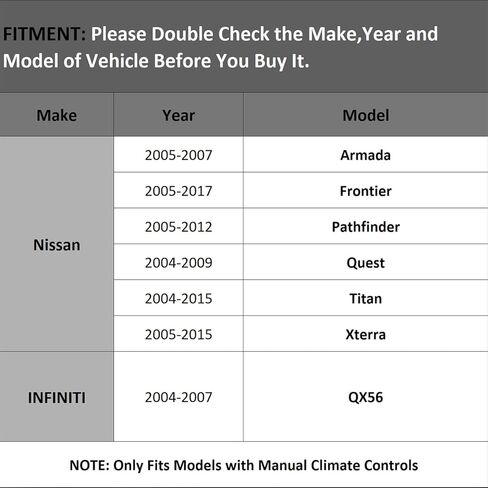 مقاوم محرك منفاخ مروحة HVAC المتوافق مع Armada Frontier Pathfinder Quest Titan Xterra يستبدل 27150-7S000 27150-5Z000 271507S000 271505Z000 in Kuwait