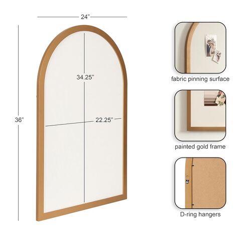 لوحة دبابيس من القماش بإطار من Kate and Laurel Holbrook Glam، مقاس 24 × 36، ذهبي، لوحة إعلانات مقوسة حديثة مزخرفة للاستخدام كلوحة رؤية أو منظمة حائط in Saudi Arabia