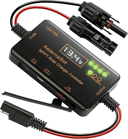 PWM Solar Charge Controller 12V 20A Solar Panel with LCD Display Charge Controller for Gel AGM Lithium LiFePO4 Batteries Charge Controllers Compatible with Type-c and USB（12v/20A） in Saudi Arabia