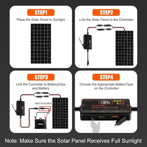 PWM Solar Charge Controller 12V 20A Solar Panel with LCD Display Charge Controller for Gel AGM Lithium LiFePO4 Batteries Charge Controllers Compatible with Type-c and USB（12v/20A） in Saudi Arabia