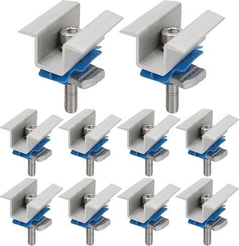 10 Pcs Adjustable Solar Panel Mounting Bracket Clamps Wide Photovoltaic Support Mid for Secure Solar Panel System pv, Aluminum Roof Mount Kit Hardware with Nut Bolt Fit for Standard Unistrut in Saudi Arabia