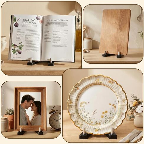 حامل لوحة مكون من قطعتين للعرض بمسافات قابلة للتعديل، حامل عرض حامل لوحة خشبية، حامل إطار صورة لألواح زخرفية مقاس 6-14 بوصة، كتاب، سجل، لوحة، صورة، لوحة فنية على سطح الطاولة in Kuwait