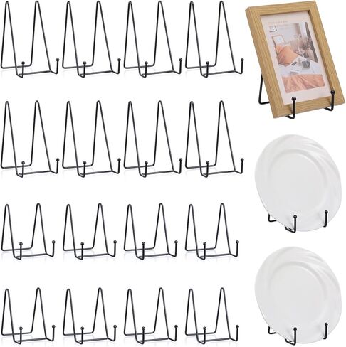 16 حزمة من حوامل الأطباق للعرض، وحوامل إطارات الصور المعدنية وحوامل الحامل للكتب والصور واللوحات الزخرفية والفنون - مقاسات 4 بوصات و6 بوصات، أسود (8 قطع لكل منها) in Kuwait