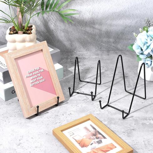 16 حزمة من حوامل الأطباق للعرض، وحوامل إطارات الصور المعدنية وحوامل الحامل للكتب والصور واللوحات الزخرفية والفنون - مقاسات 4 بوصات و6 بوصات، أسود (8 قطع لكل منها) in Kuwait