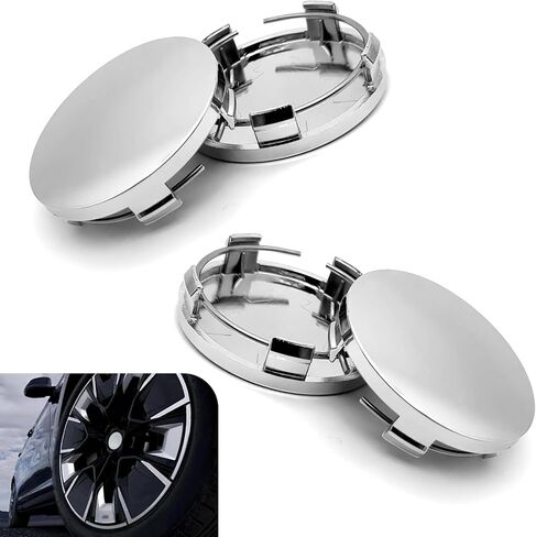 Pack of 4 Car Wheel Center Hub Covers – 2.36" OD, 2.2" ID, 0.57" H Snap-on Rim Fastening Covers, Waterproof & Rust-Proof Protection, Universal Fit for Cars (Silver) in Saudi Arabia