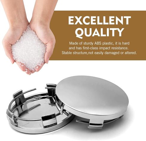 Pack of 4 Car Wheel Center Hub Covers – 2.36" OD, 2.2" ID, 0.57" H Snap-on Rim Fastening Covers, Waterproof & Rust-Proof Protection, Universal Fit for Cars (Silver) in Saudi Arabia
