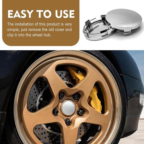 Pack of 4 Car Wheel Center Hub Covers – 2.36" OD, 2.2" ID, 0.57" H Snap-on Rim Fastening Covers, Waterproof & Rust-Proof Protection, Universal Fit for Cars (Silver) in Saudi Arabia