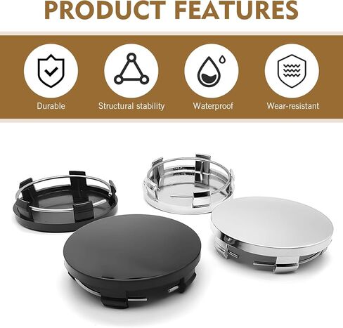 Pack of 4 Car Wheel Center Hub Covers – 2.36" OD, 2.2" ID, 0.57" H Snap-on Rim Fastening Covers, Waterproof & Rust-Proof Protection, Universal Fit for Cars (Silver) in Saudi Arabia