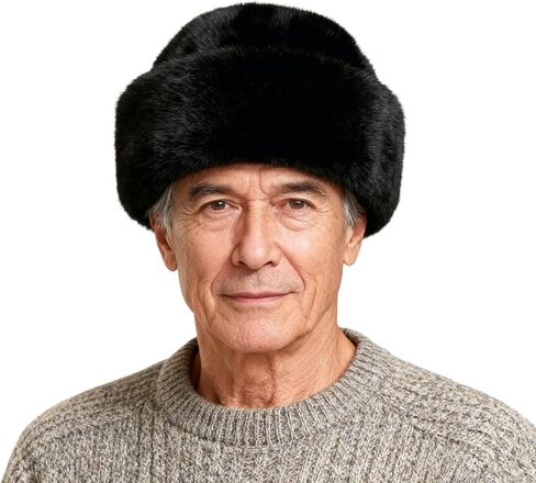PURFUN رجل فو الفراء الصياد قبعة القديمة أبي الشتاء دافئ دافئ فروي الروسية Ushanka قبعة يندبروف تشغيل الصيد قبعة تزلج قبعة in Kuwait