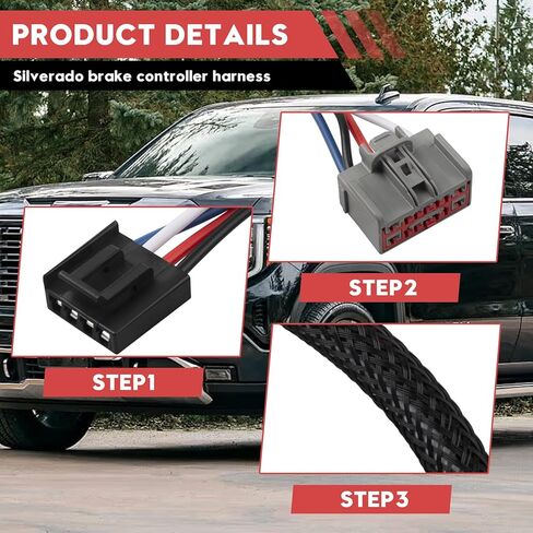 3064-P مجموعة أدوات التحكم في فرامل المقطورة | متوافق مع سيلفرادو 1500-3500 ودودج رام | محول ومحول للتحكم في الفرامل مقاس 31 بوصة لأنظمة تيكونشا/ريس in Kuwait