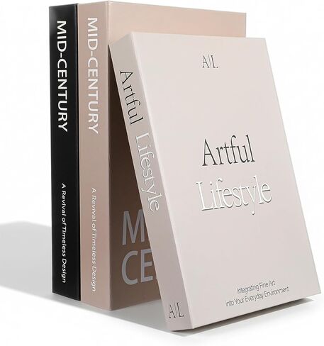 3 قطع من الكتب الصناعية المزخرفة، ديكور رف الكتب الجمالي لطاولة القهوة، كتب وهمية بسيطة لتزيين المنزل مع مساحة تخزين مخفية، أسود بني ورمادي in Kuwait