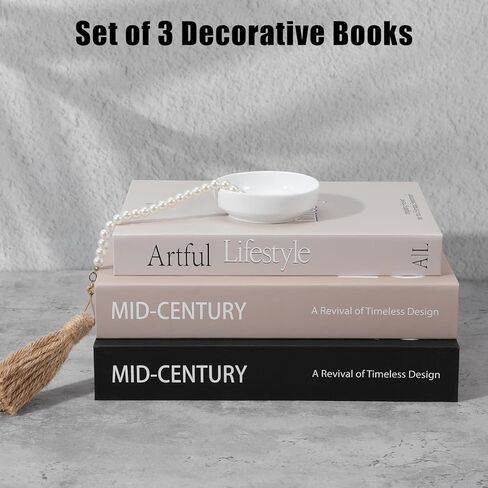 3 قطع من الكتب الصناعية المزخرفة، ديكور رف الكتب الجمالي لطاولة القهوة، كتب وهمية بسيطة لتزيين المنزل مع مساحة تخزين مخفية، أسود بني ورمادي in Kuwait