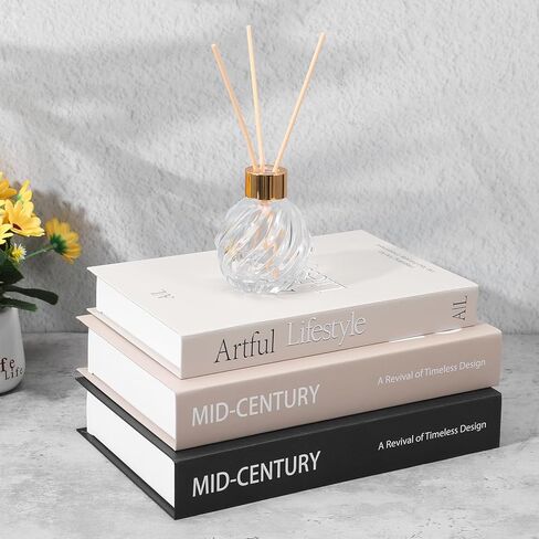 3 قطع من الكتب الصناعية المزخرفة، ديكور رف الكتب الجمالي لطاولة القهوة، كتب وهمية بسيطة لتزيين المنزل مع مساحة تخزين مخفية، أسود بني ورمادي in Kuwait